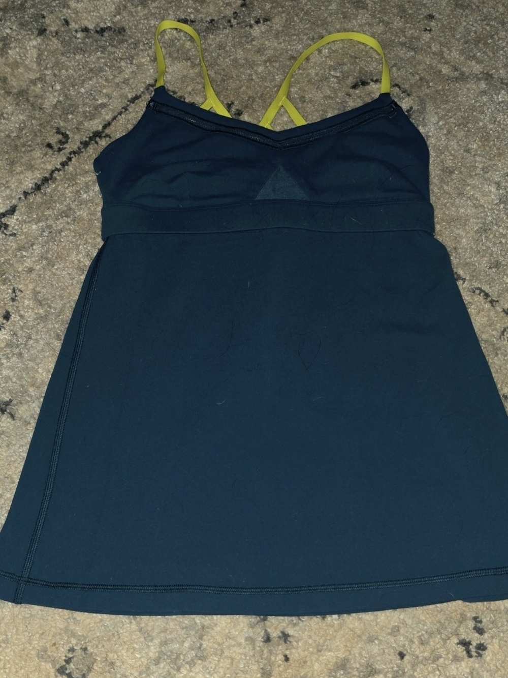 Women's Navy Lululemon Tank with Yellow Straps